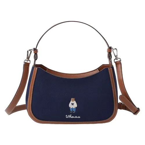 Túi xách WHOAU - Túi Đeo Chéo Nữ WHOAU Steve Mini Canvas Hobobag WHBGE3813A Màu Xanh Navy - Vua Hàng Hiệu