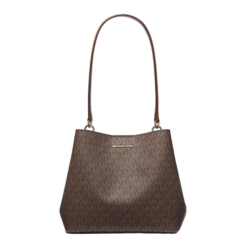 Michael Kors - Túi Đeo Vai Nữ Michael Kors MK Pratt Medium Signature Logo Shoulder Bag 35S4G3FS2V Màu Nâu - Vua Hàng Hiệu