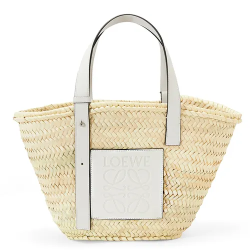 Túi xách - Túi Tote Nữ Loewe Basket Bag In Palm Leaf And Calfskin Medium A223S92X04 Màu Be Trắng - Vua Hàng Hiệu