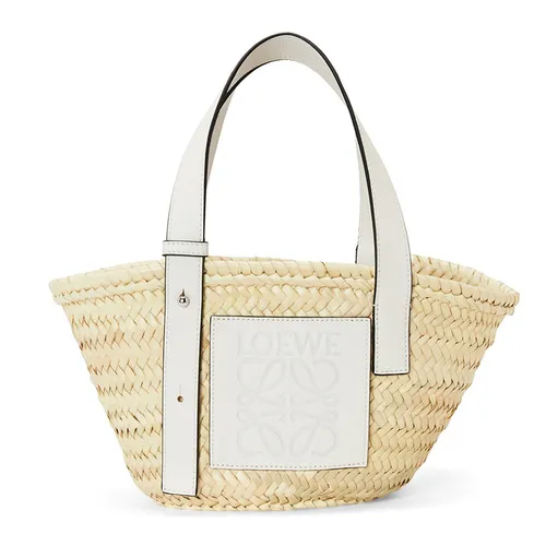 Túi xách - Túi Tote Nữ Loewe Basket Bag In Palm Leaf And Calfskin Small A223S93X04 Màu Be Trắng - Vua Hàng Hiệu