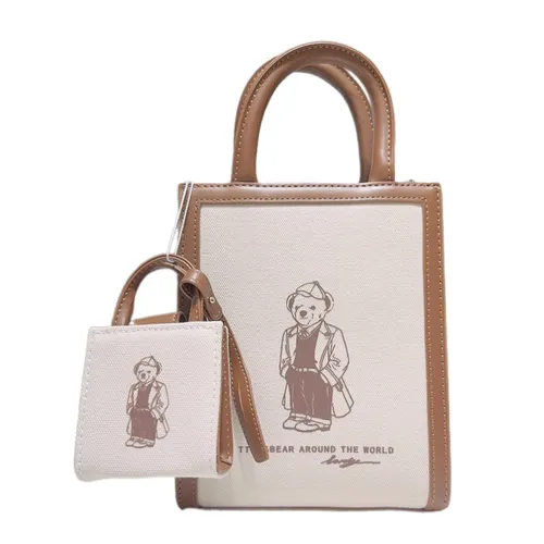 Túi Tote Nữ TTWN BEAR TN3236 Màu Be Phối Nâu