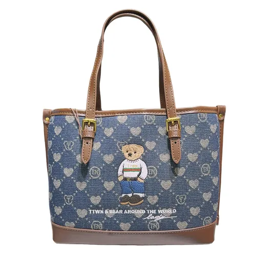 Túi Tote Nữ TTWN BEAR TN3337 Màu Xanh Phối Nâu