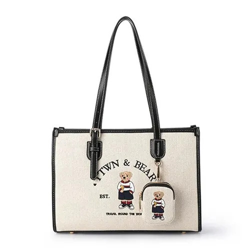 Túi Tote Nữ TTWN BEAR TN3427 Màu Be/Đen