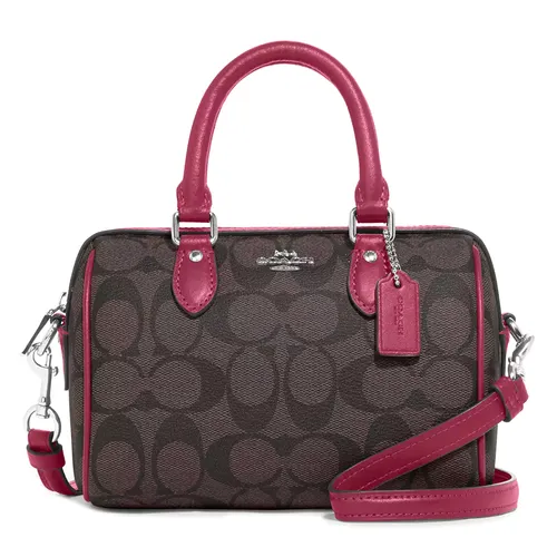 Túi xách - Túi Trống Nữ Coach Mini Rowan Crossbody In Signature Canvas CH469 Màu Nâu Phối Hồng - Vua Hàng Hiệu