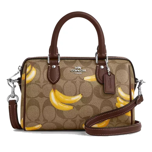 Túi Trống Nữ Coach Mini Rowan Crossbody In Signature Canvas With Banana Print CR246 Màu Khaki Nâu