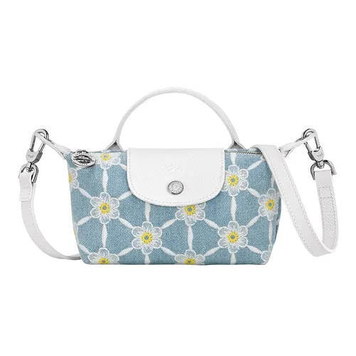 Túi Xách Nữ Longchamp Le Pliage Marguerites Daisy Denim Mini Pouch Crossbody 34205HEW028 Màu Xanh Trắng
