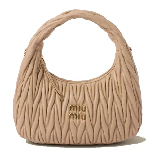 Túi xách - Túi Xách Nữ Miu Miu Wander Matelasse Nappa Leather Hobo Bag Màu Be - Vua Hàng Hiệu