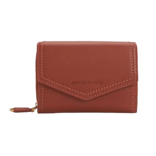 Ví Nữ Charles & Keith CNK Stitch Trim Envelope Wallet - Mocha 10770427-5 Màu Nâu Đậm