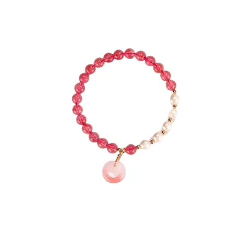 Vòng Đeo Tay Nữ Kya Jewel Thạch Dâu Tây Và Ngọc Trai PB10 Màu Đỏ - Trắng