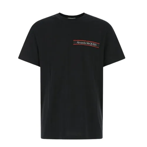 Alexander Mcqueen - Áo Phông Nam Alexander McQueen With Logo Embroidered T-Shirt 642662 QTX74 0901 Màu Đen Size S - Vua Hàng Hiệu