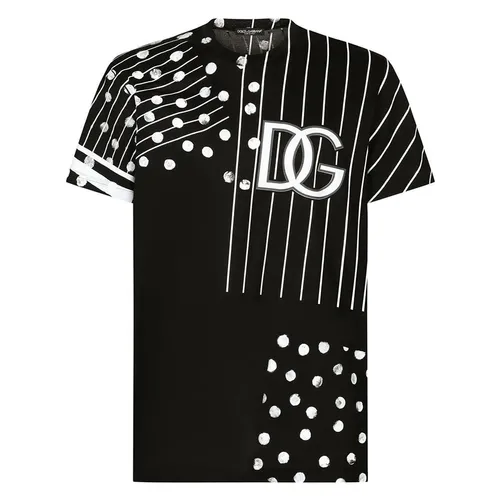 Áo Phông Nam Dolce & Gabbana D&G Chấm Bi Style G8RL2T Tshirt Màu Đen Size 44