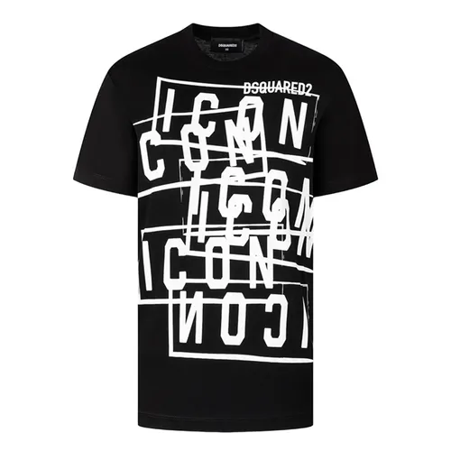 Áo Phông Nam Dsquared2 With Icon Logo Printed T-Shirt S79GC0087S23009 900 Màu Đen Size XS