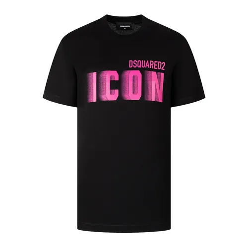 Áo Phông Nam Dsquared2 With Pink Icon Blur Logo Printed T-Shirt S79GC0082 S23009 970X Màu Đen Size XS