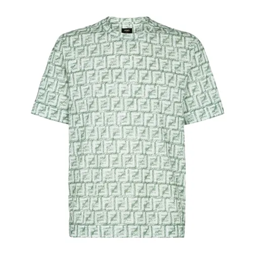 Thời trang - Áo Phông Nam Fendi With FF Logo T-Shirt FY0936 A6ZU F0856 Màu Xanh Green Size S - Vua Hàng Hiệu