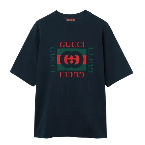 Gucci Áo phông - Áo Phông Nam Gucci With Logo Print T-Shirt 784361 XJGKA 4735 Màu Xanh Navy Size S - Vua Hàng Hiệu