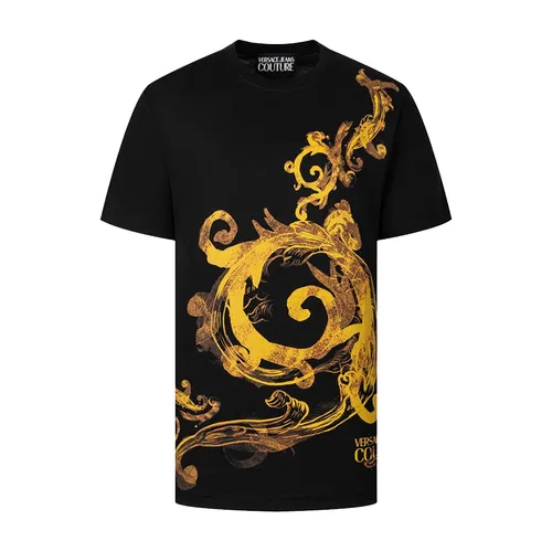 Thời trang Versace Áo phông - Áo Phông Nam Versace Jeans Couture With Baroque Logo Printed T-Shirt 76GAH6SW JS304 G89 Màu Đen/Vàng Size M - Vua Hàng Hiệu