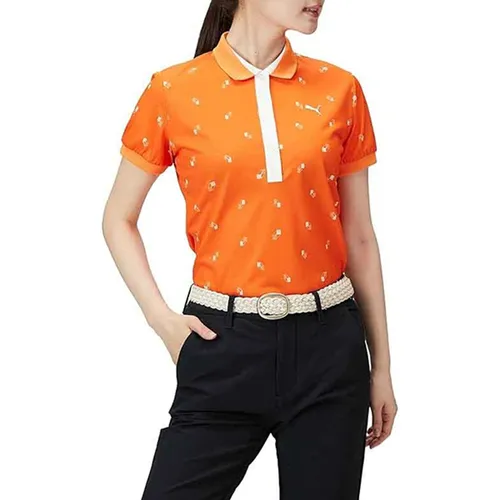 Thời trang Puma Áo Polo - Áo Polo Nữ Puma Golf Drycell Golf 3D Logo AOP Short Sleeve Shirt 930561_03 Màu Cam Size M - Vua Hàng Hiệu