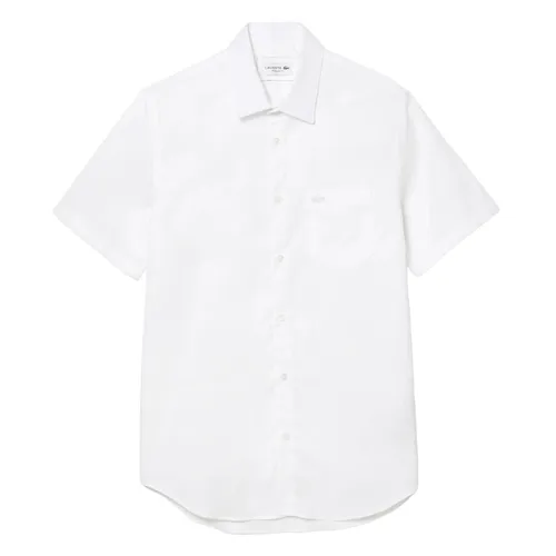 Áo Sơ Mi Cộc Tay Nam Lacoste Regular Fit Solid Cotton Shirt CH8528-10 001 Màu Trắng Size 43