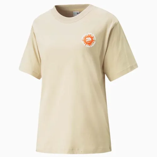 Puma - Áo Thun Nữ Puma Downtown Relaxed Graphic 538362-88 Màu Be Size M - Vua Hàng Hiệu