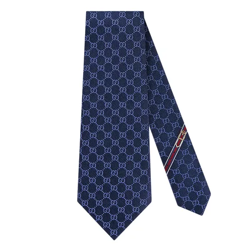 Cà Vạt Nam Gucci GG Pattern Silk Tie 456520 4B002 4168 Màu Xanh Navy