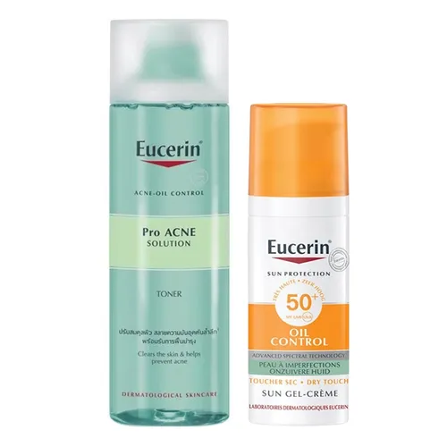 Eucerin - Combo Nước Cân Bằng + Kem Chống Nắng Cho Da Dầu Eucerin Gel-Creme Oil Control Dry Touch SPF 50+ (200ml + 50ml) - Vua Hàng Hiệu