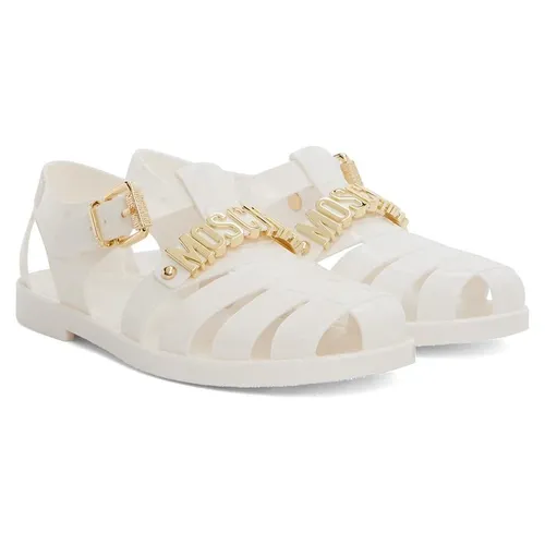 Dép Moschino - Dép Sandal Nữ Moschino Logo Plaque Sandals Màu Trắng Size 38 - Vua Hàng Hiệu
