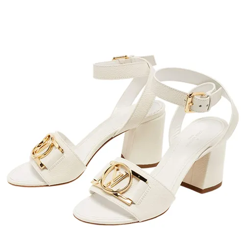 Giày - Dép Cao Gót Nữ Louis Vuitton LV White Leather Ankle Strap Sandals Màu Trắng Size 36.5 - Vua Hàng Hiệu