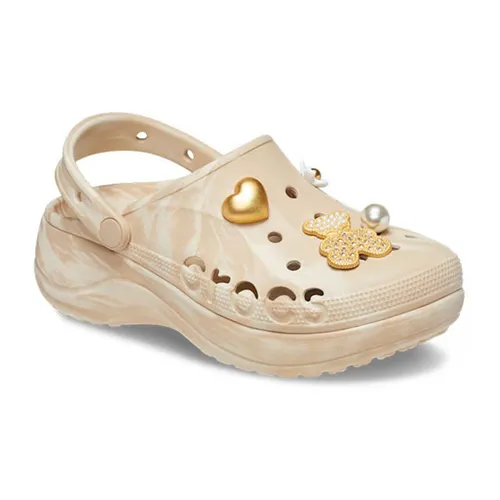 Giày Giày sục - Giày Sục Nữ Crocs Women's Baya Platform Marbled Charm Clog Màu Nâu Be Size 38 - Vua Hàng Hiệu