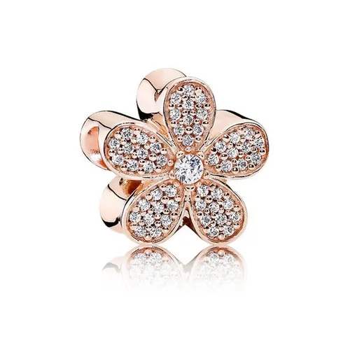 Hạt Vòng Charm Pandora Daisy Flower Pavé Charm 781480CZ Màu Vàng Hồng