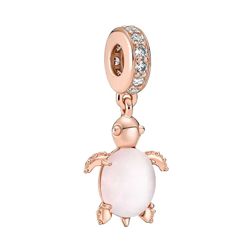 Pandora - Hạt Vòng Charm Pandora Murano Glass Pink Sea Turtle Dangle Charm 788939C01 Màu Vàng Hồng - Vua Hàng Hiệu