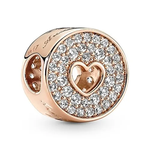 Pandora - Hạt Vòng Charm Pandora Pave & Heart Anniversary Charm 781977C01 Màu Vàng Hồng - Vua Hàng Hiệu