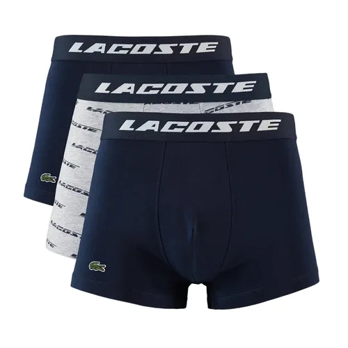 Thời trang Lacoste Quần lót - Set 3 Quần Lót Nam Lacoste Men’s 3-Pack Contrast Waist Trunks 5H5914 9ZU Màu Xanh Xám Size S - Vua Hàng Hiệu