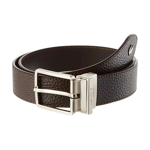 Thắt Lưng Nam Lacoste Men's Engraved Buckle Grained Leather Belt RC4021 028 Màu Nâu Size 90