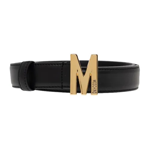Thắt lưng Moschino - Thắt Lưng Nữ Moschino Leather Belt With Iconic M-Logo Buckle 2.5cm Màu Đen Size 80 - Vua Hàng Hiệu