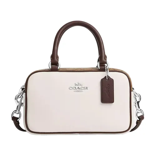 Túi Đeo Chéo Nữ Coach Satchel Crossbody In Signature Colorblock CV704 Màu Trắng Nâu - Túi xách - Vua Hàng Hiệu