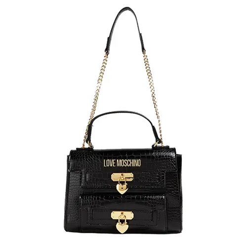 Túi xách - Túi Đeo Chéo Nữ Love Moschino Faux Croc Effect Leather Shoulder Bag Màu Đen D-RS - Vua Hàng Hiệu