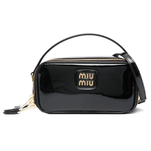 Túi xách - Túi Đeo Chéo Nữ Miu Miu Black Logo Plaque Tote Bag Màu Đen - Vua Hàng Hiệu
