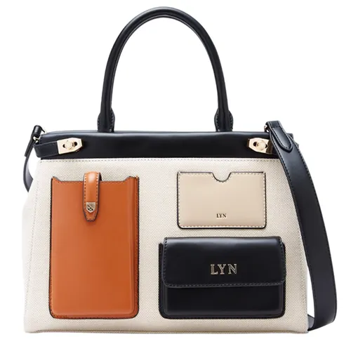 Túi xách - Túi Xách Nữ Lyn Raff Pocket Top Handle XL Handbags LL24FBS125 Màu Trắng Đen - Vua Hàng Hiệu