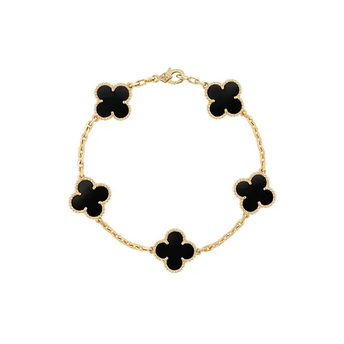 Vòng Đeo Tay Jewery Luxury Alhambra Onyx Gold 18k Yellow Gold Màu Vàng Gold Size 9mm - Trang sức - Vua Hàng Hiệu