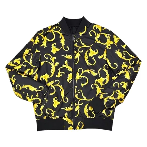 Thời trang - Áo Khoác Nam Versace Bomber Jacket Màu Đen Vàng Size 46 - Vua Hàng Hiệu