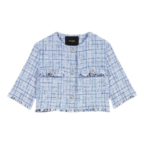 Áo Khoác Nữ Maje In Light Blue MFPVE00494 Màu Xanh Size 40 - Thời trang - Vua Hàng Hiệu