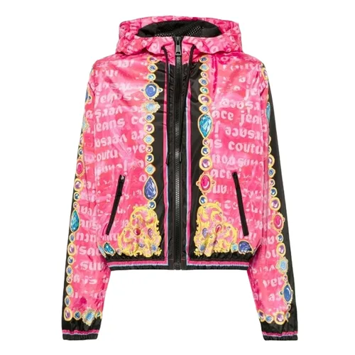Thời trang - Áo Khoác Nữ Versace Jeans Couture Jacket Heart Baroque-Fuxia 76HASD01 CQ05S 401 Màu Hồng Đen Size 38 - Vua Hàng Hiệu