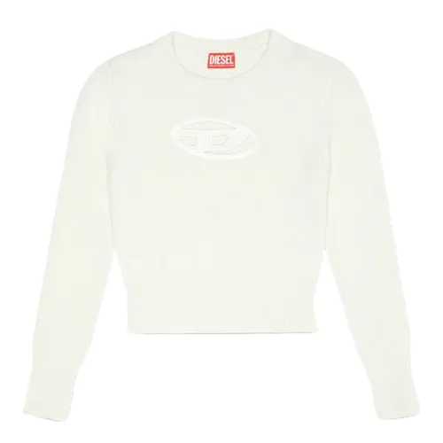 Thời trang - Áo Len Nữ Diesel Jumper With Embroidered Cut-Out Logo A067120KCAE5KM Màu Trắng Size XS - Vua Hàng Hiệu