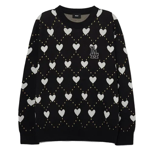 Áo Nỉ Sweater MLB Heart Overfit Long Sleeve Sweatshirt 100179473001_3AKPH0131 Màu Đen Size S - Thời trang - Vua Hàng Hiệu