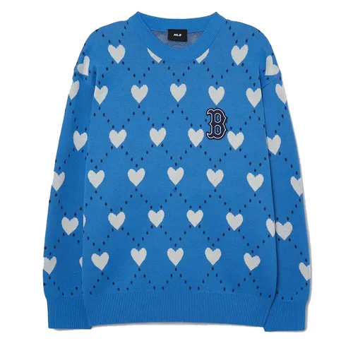 Áo Nỉ Sweater MLB Heart Overfit Long Sleeve Sweatshirt 100179473005_3AKPH0131 Màu Xanh Dương Size S - Thời trang - Vua Hàng Hiệu