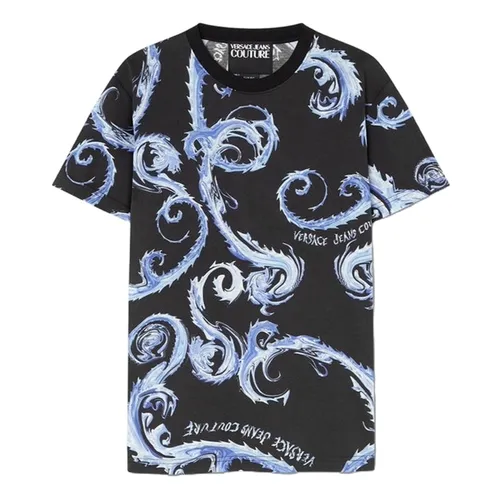 Thời trang Versace Áo phông - Áo Phông Nam Versace Jeans Couture Tshirt Print Chromo Couture 77GAH6S0 JS388 QY9 Màu Đen Xanh Size M - Vua Hàng Hiệu