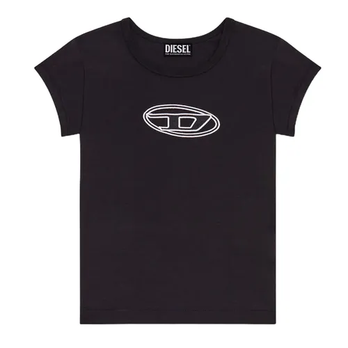 Diesel - Áo Phông Nữ Diesel T-Angie Tshirt With Peekaboo Logo A062680AFAA9XXA Màu Đen Phối Trắng Size S - Vua Hàng Hiệu