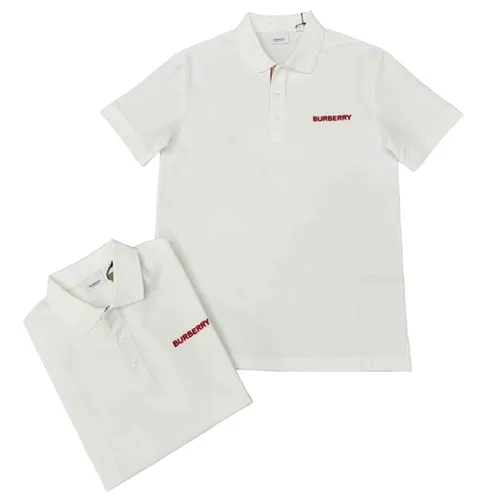 Áo Polo Nam Burberry White With Logo Embroidered 8084440 Màu Trắng Size XS