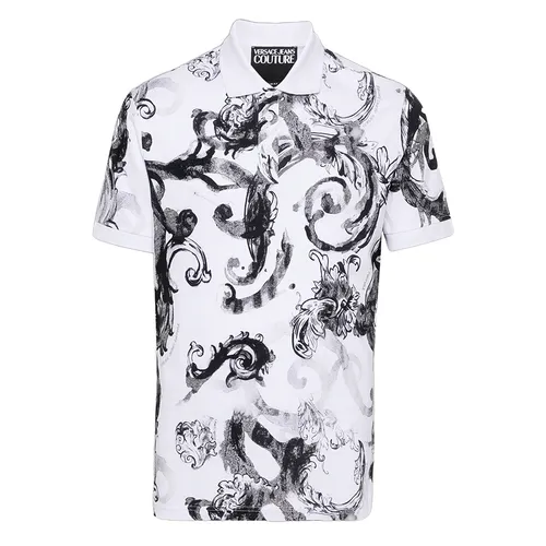 Thời trang - Áo Polo Nam Versace Jeans Couture Collar Polo Shirt 76GAG6S0 JS286 003 Màu Trắng Họa Tiết Size XS - Vua Hàng Hiệu