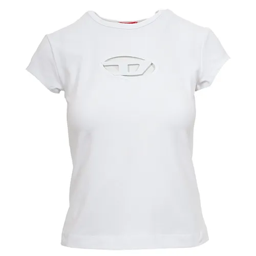 Diesel - Áo Thun Nữ Diesel T-Angie Cut Out Logo White A062680AFAA100 Tshirt Màu Trắng Size S - Vua Hàng Hiệu